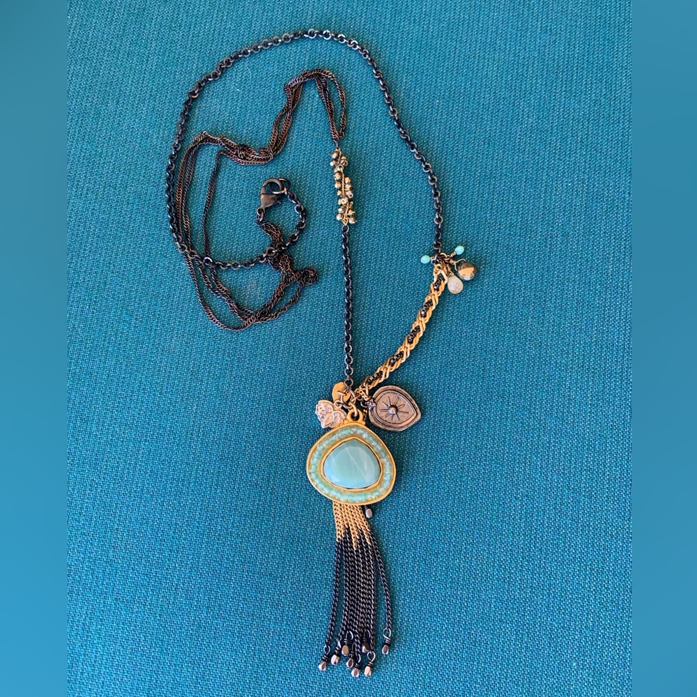 Sundance Catalog * Amazonite & Apatite Oxidized Chain w/Pyrite Necklace